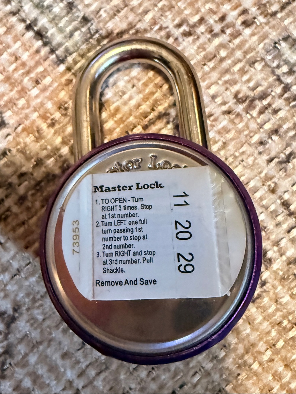 Master Lock Purple Combination Padlock - Picture 3 of 3